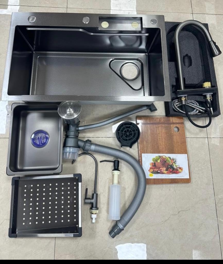 Modular Waterfall Kitchen Sink with Pull-Down Faucet – 304 Stainless Steel - Image 5