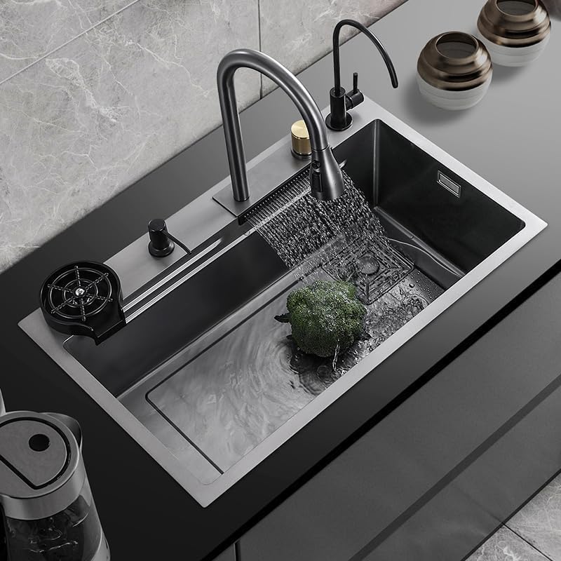 Modular Waterfall Kitchen Sink with Pull-Down Faucet – 304 Stainless Steel
