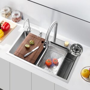 Waterfall Anti-Scratch Stainless Steel Kitchen Sink – Silver